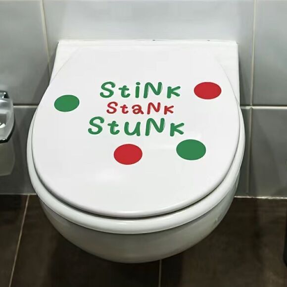 Christmas Stank Stink Stunk Toilet Lid Decorated Stickers - Picture 2 of 3